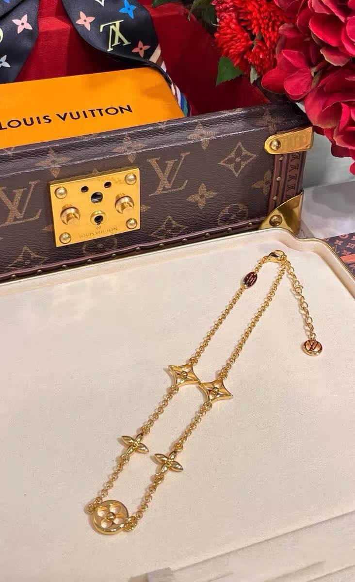Louis Vuitton Gold-Tone Monogram Necklace